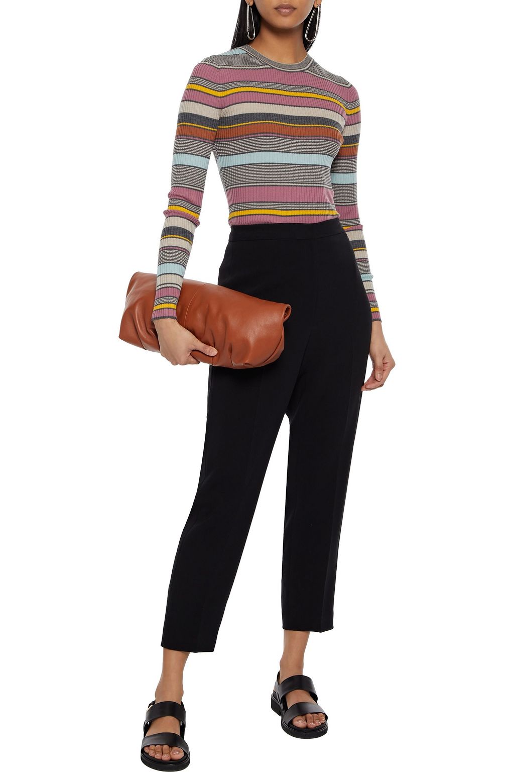 THEORY Carrot cropped crepe tapered pants