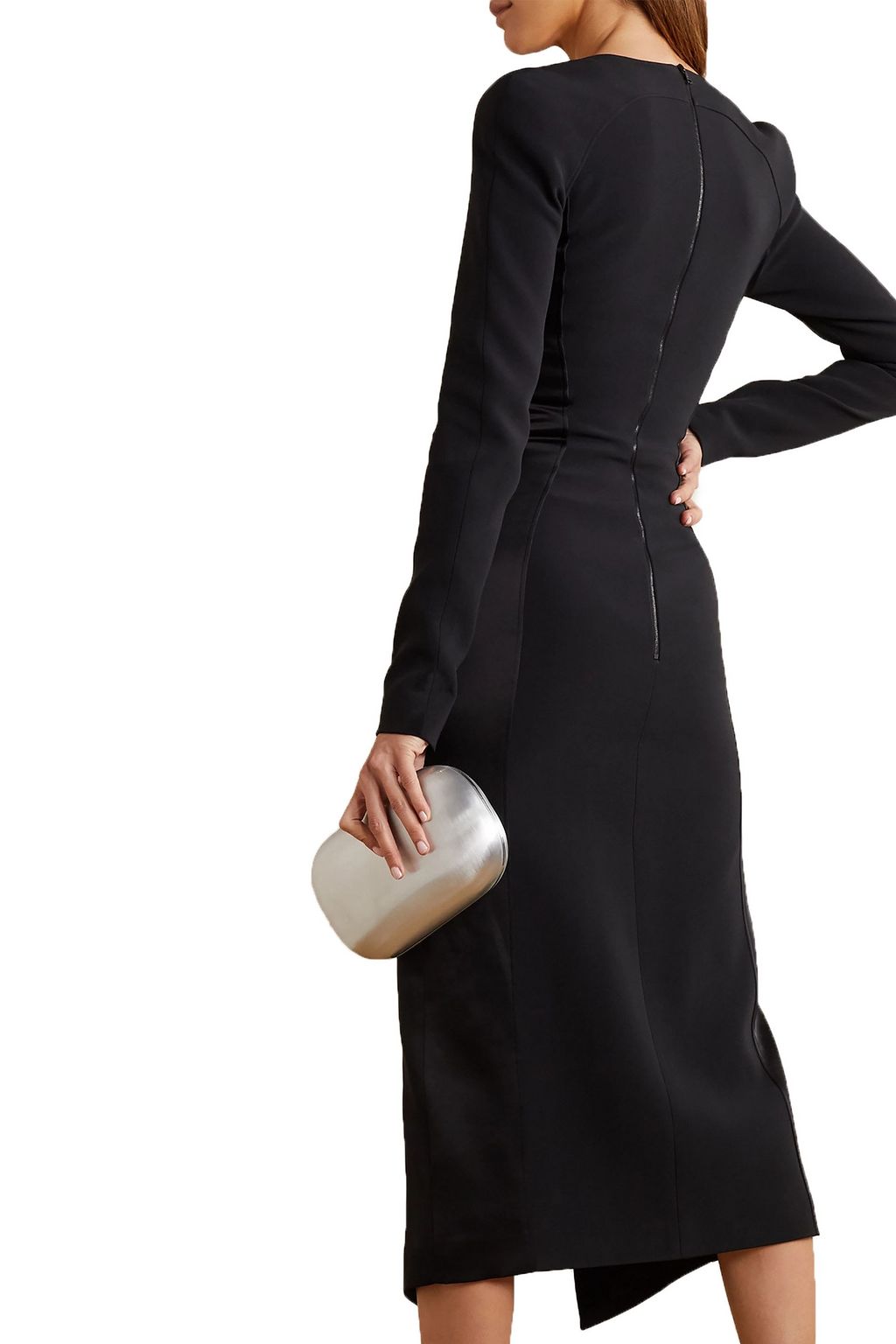 DAVID KOMA Satin-paneled crepe midi dress