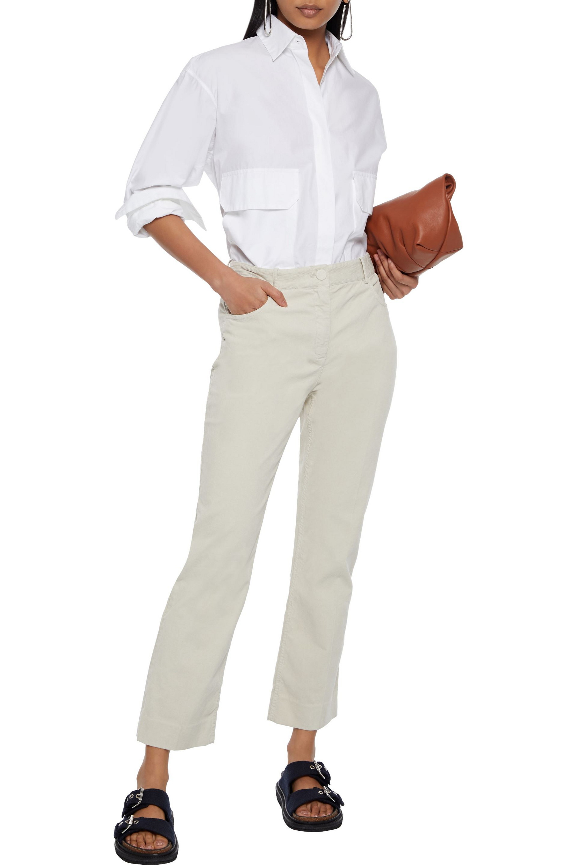 Theory Cropped cotton-blend corduroy straight-leg pants