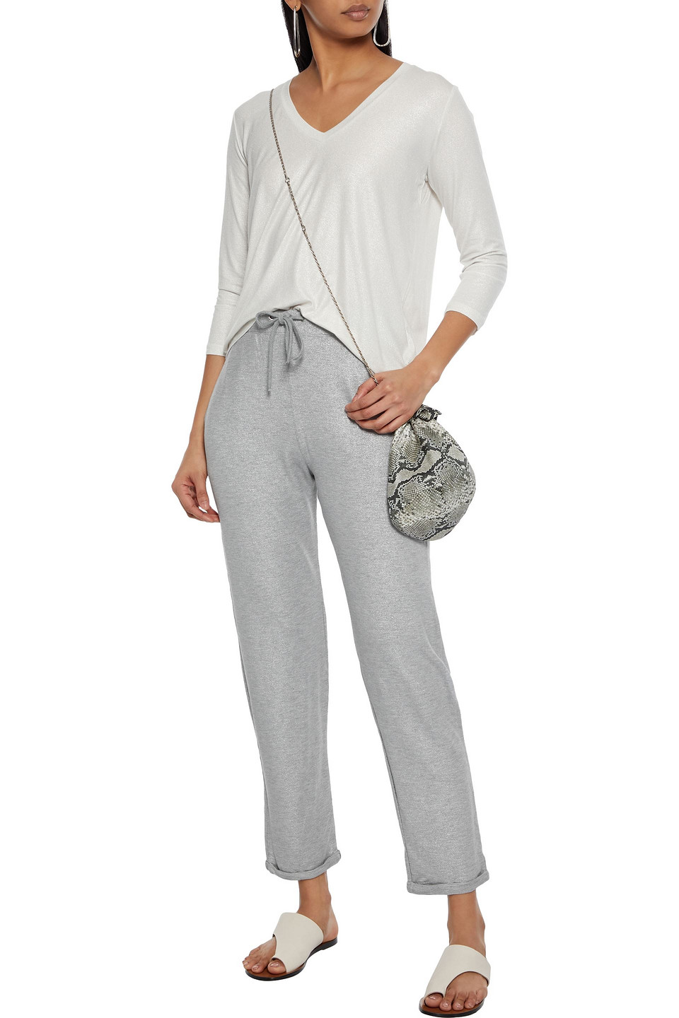 MAJESTIC METALLIC FRENCH TERRY TRACK PANTS,3074457345625598641