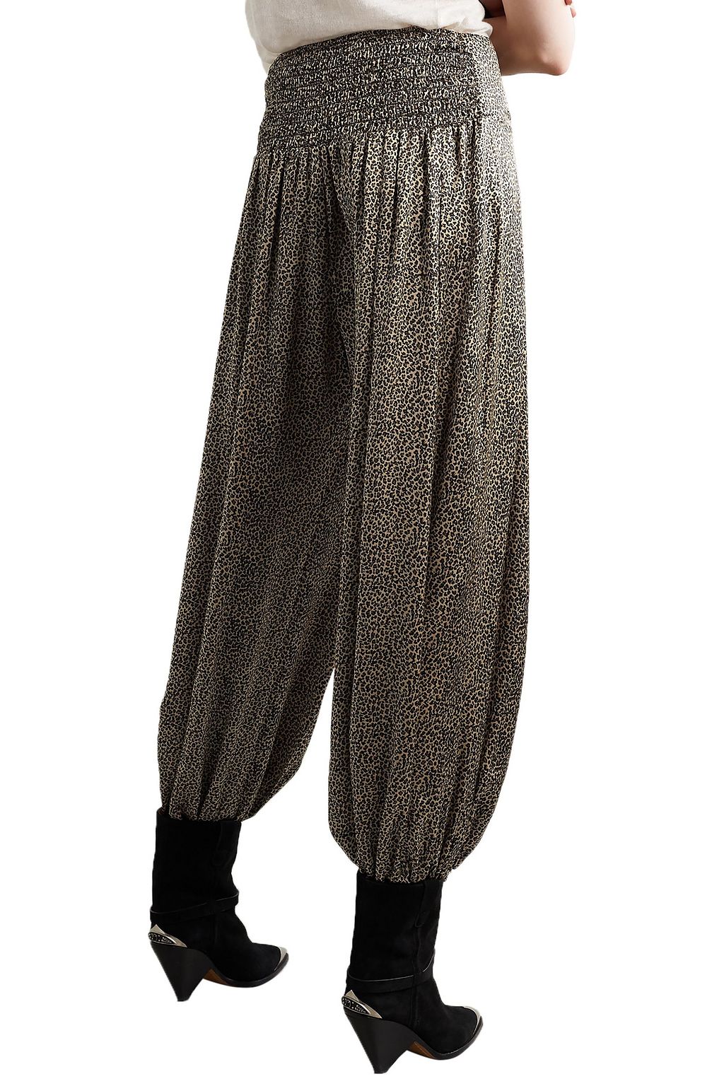 NILI LOTAN Ibiza pleated leopard-print silk crepe de chine pants