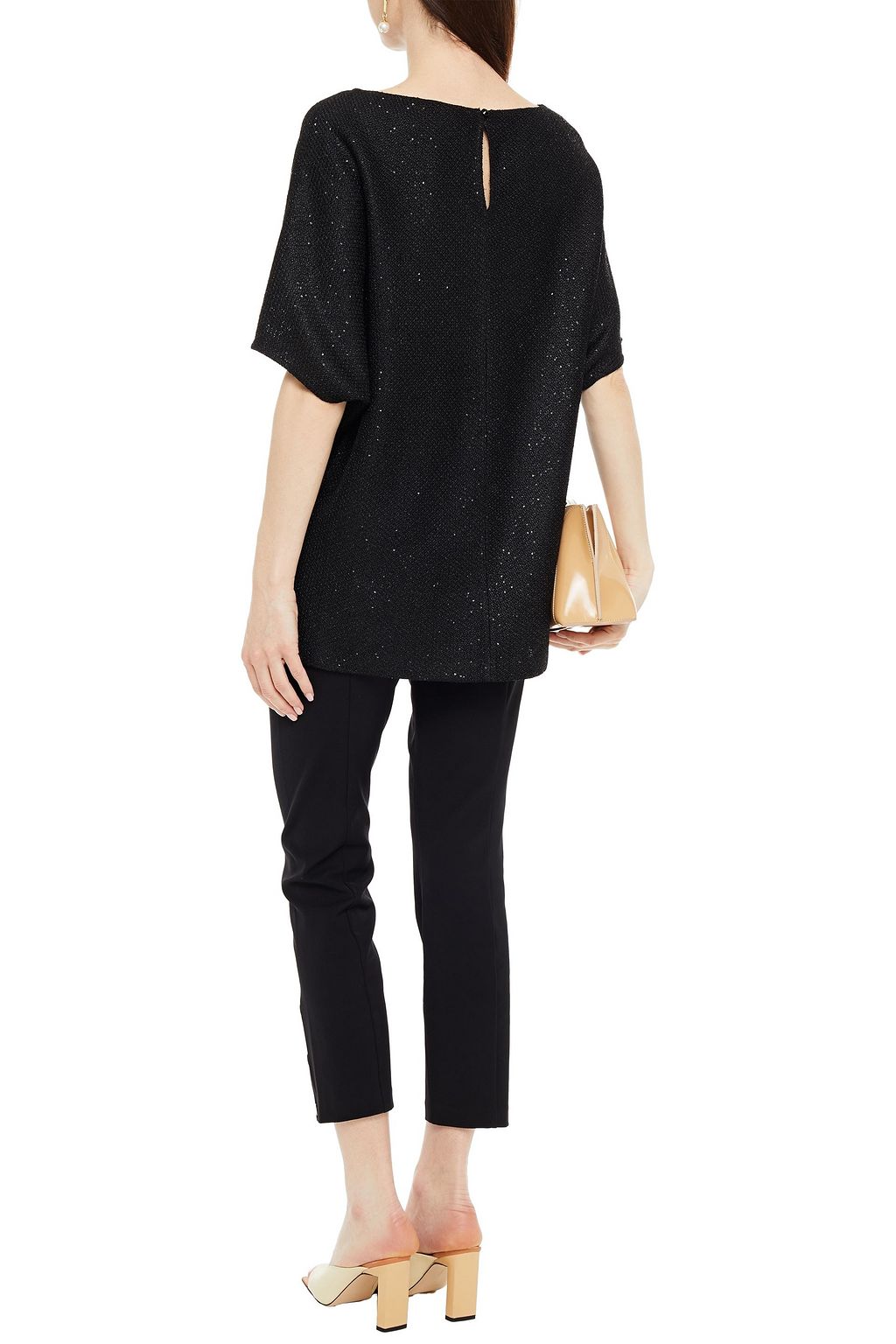 ST. JOHN Embellished knitted top