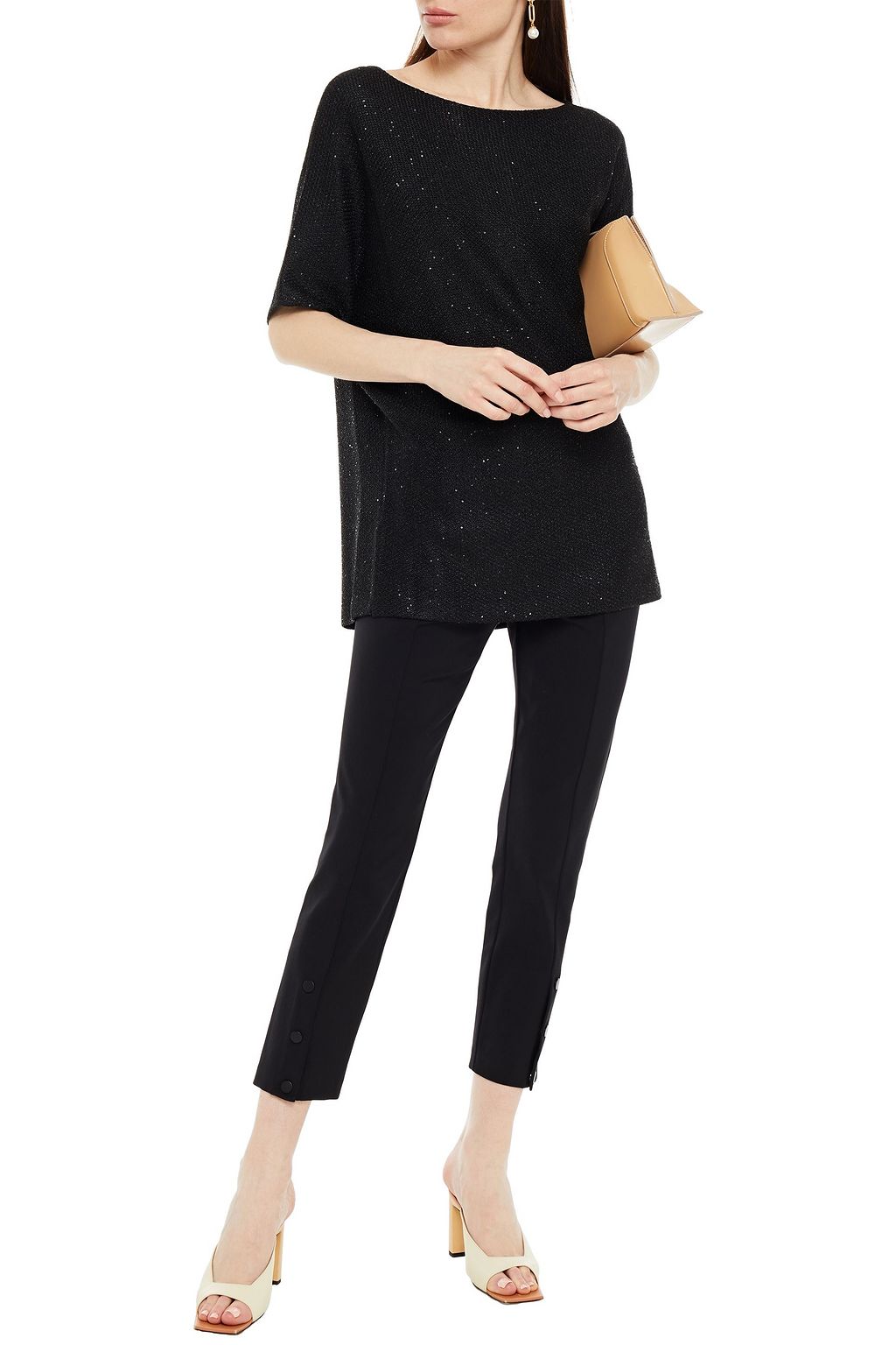 ST. JOHN Embellished knitted top