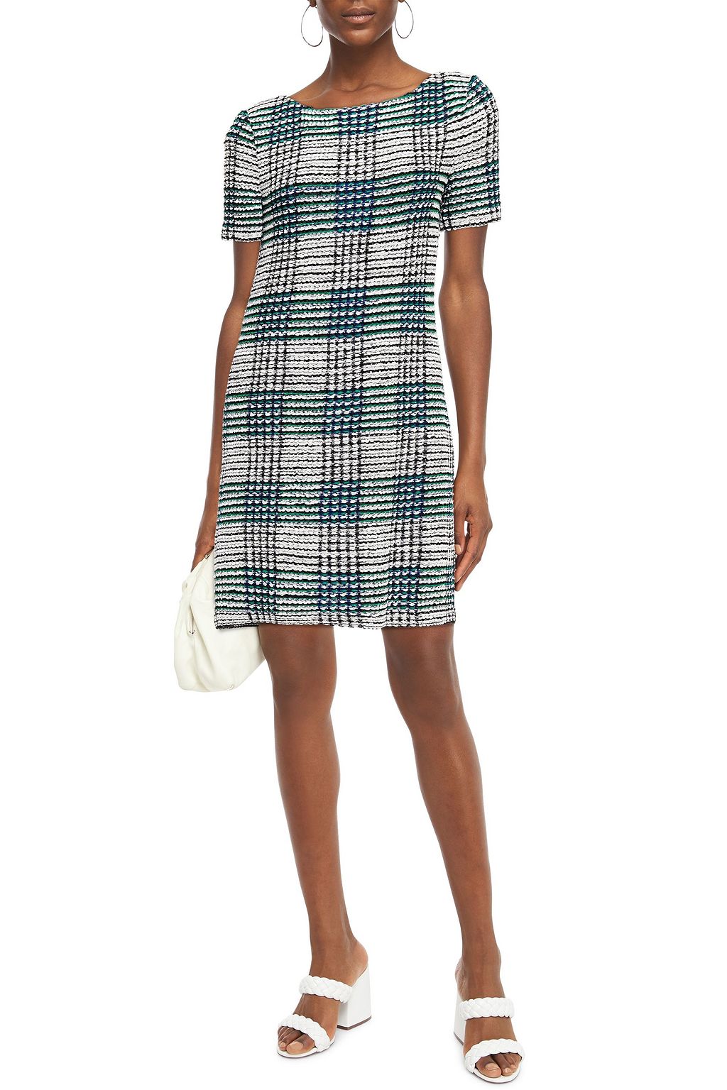 ST. JOHN Checked tweed mini dress