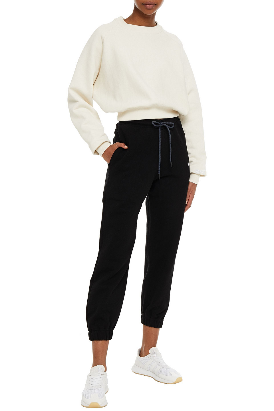 REEBOK X VICTORIA BECKHAM CROPPED FRENCH COTTON-TERRY SWEATSHIRT,3074457345625603863