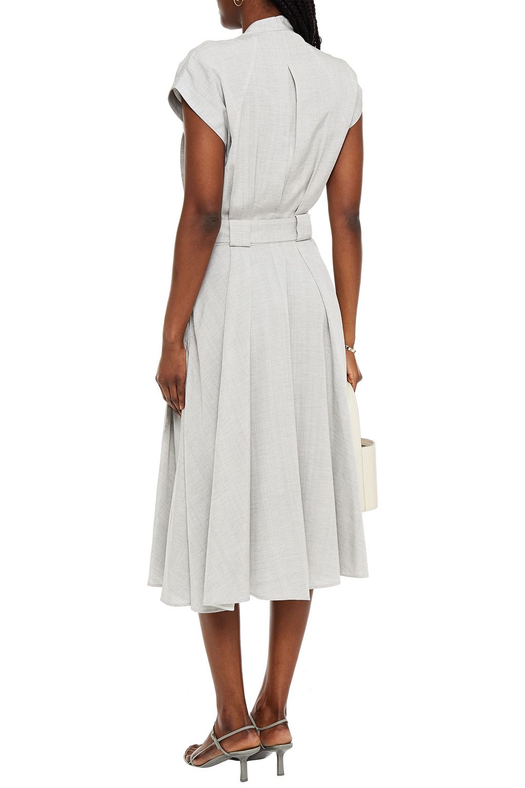 PROENZA SCHOULER Belted pleated slub woven midi wrap dress