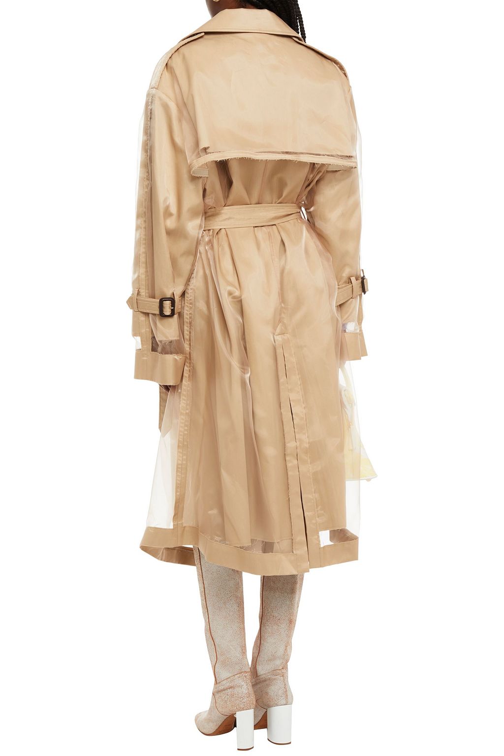 MAISON MARGIELA Double-breasted organza-paneled cotton-gabardine trench coat