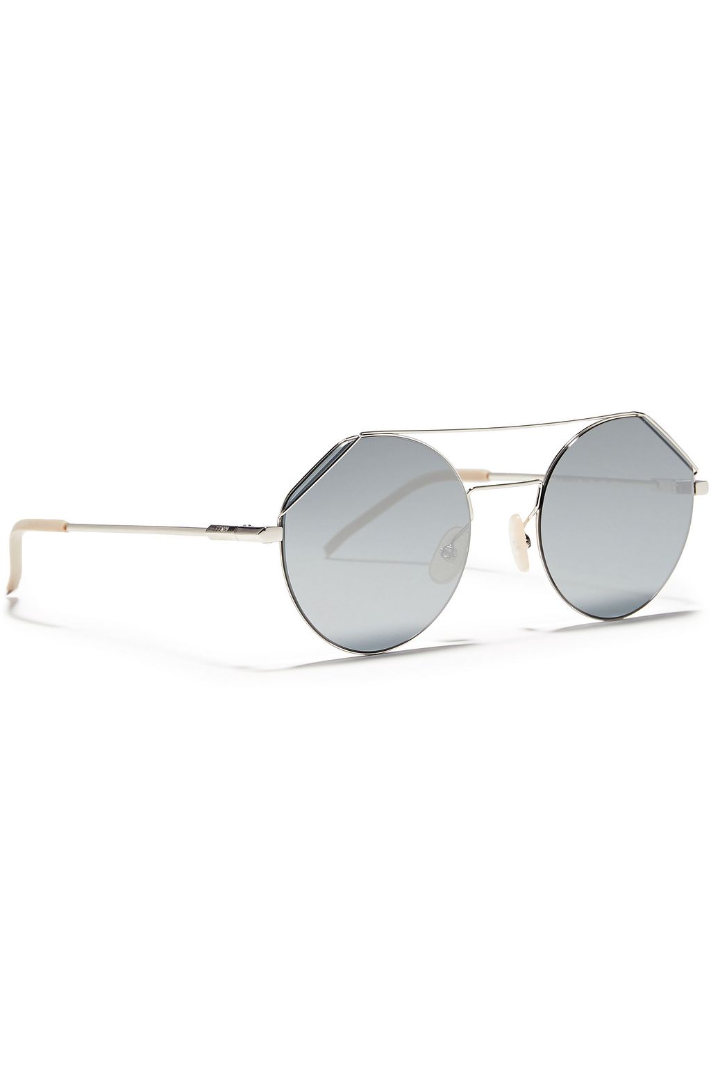 FENDI Round-frame gunmetal-tone sunglasses