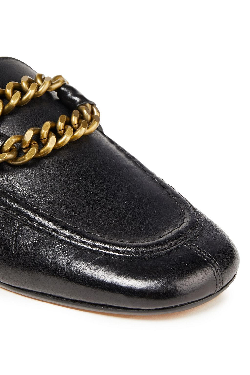 ISABEL MARANT Chain-trimmed leather collapsible-heel loafers