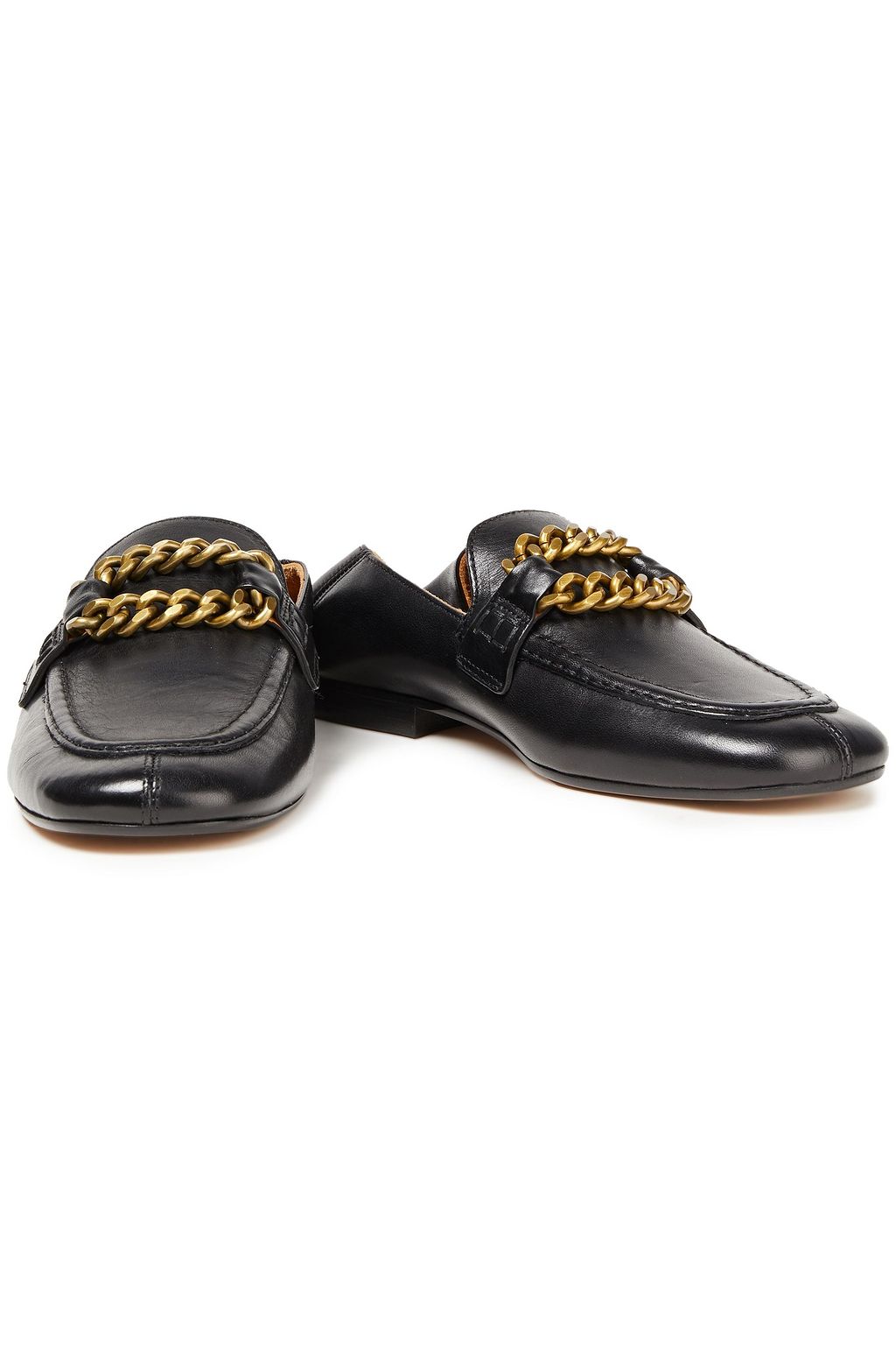 ISABEL MARANT Chain-trimmed leather collapsible-heel loafers