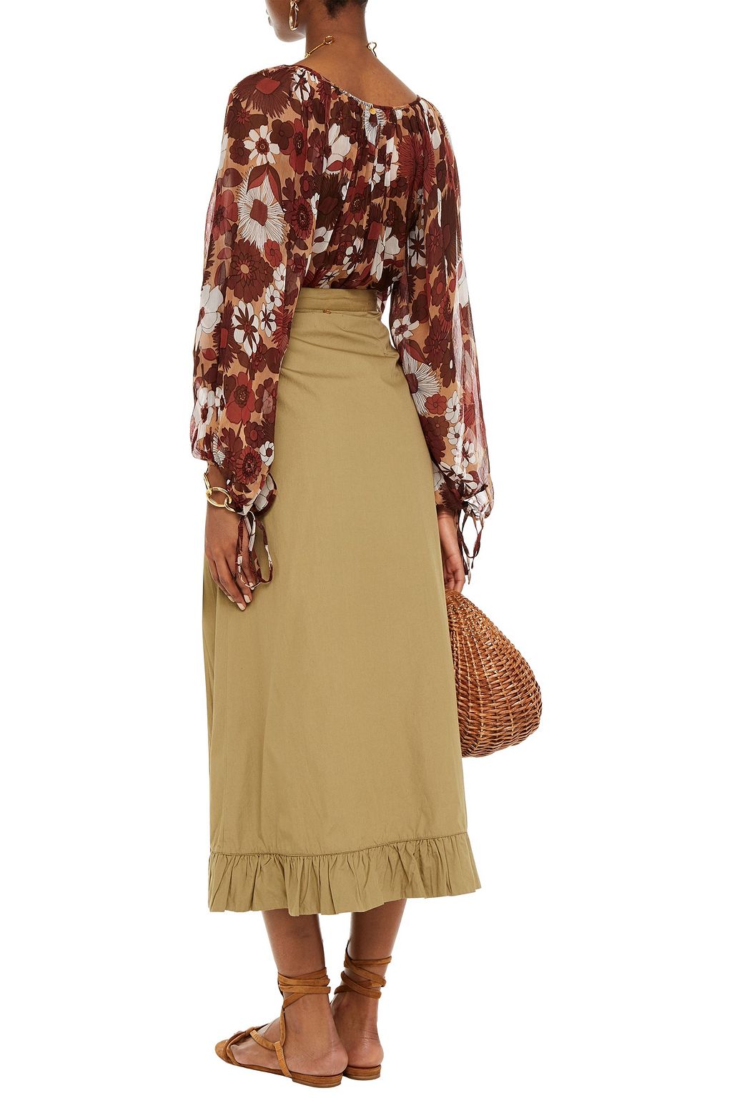 ANTIK BATIK Lorette gathered floral-print crepon blouse