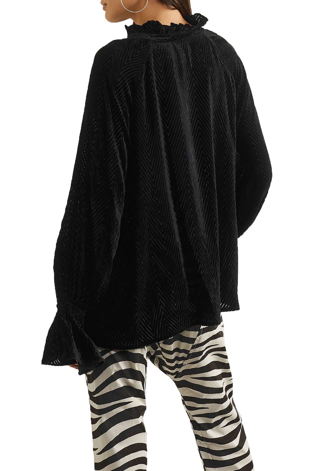 NILI LOTAN Royan tie-detailed devoré-velvet blouse