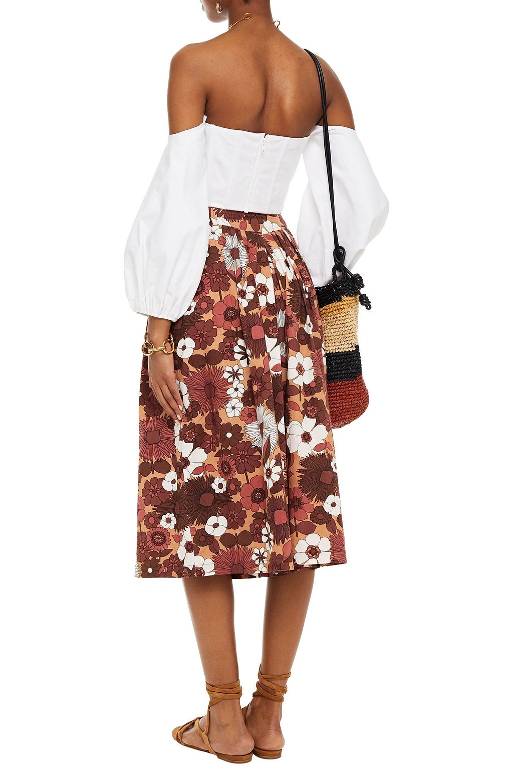 ANTIK BATIK Pleated floral-print cotton-poplin culottes