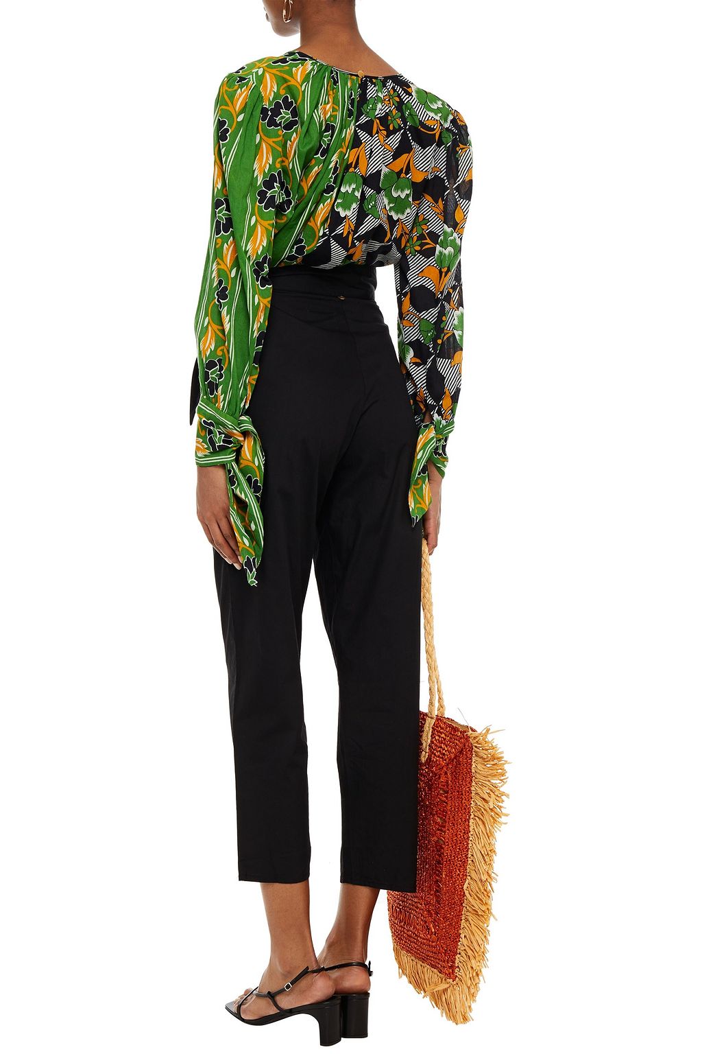 ANTIK BATIK Cropped pleated cotton-poplin tapered pants
