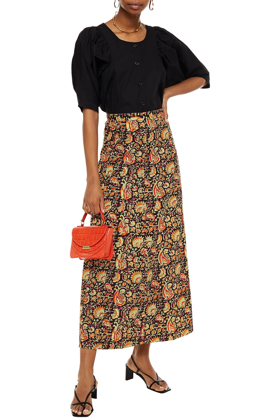 Antik Batik Cherie Printed Cotton Maxi Skirt In Black | ModeSens