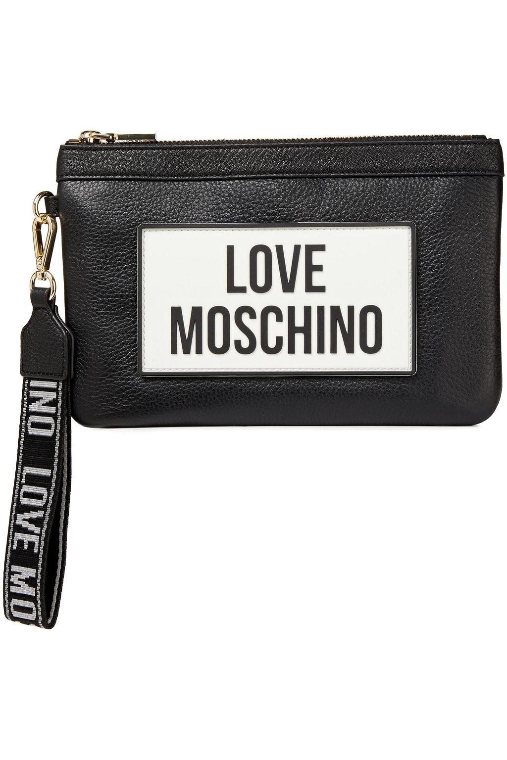 LOVE MOSCHINO Logo-appliquéd pebbled-leather shoulder bag