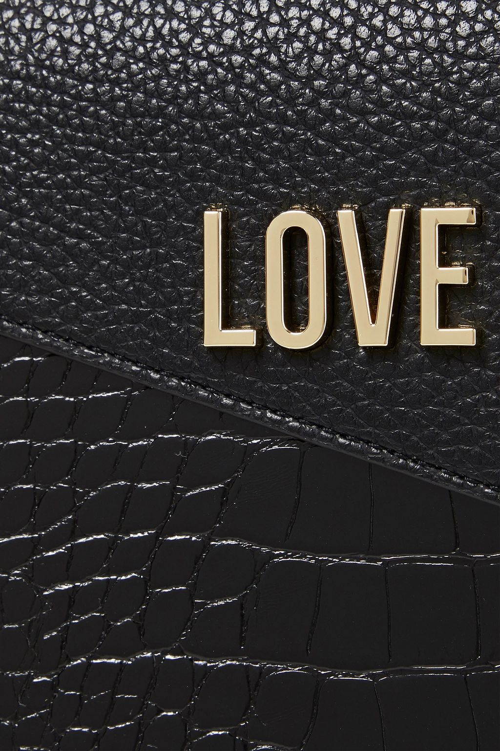 LOVE MOSCHINO Faux pebbled and croc-effect leather shoulder bag