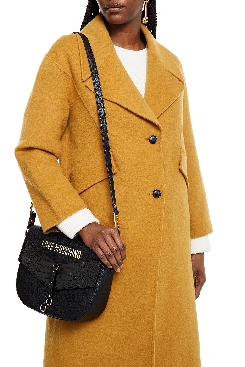LOVE MOSCHINO Faux pebbled and croc-effect leather shoulder bag