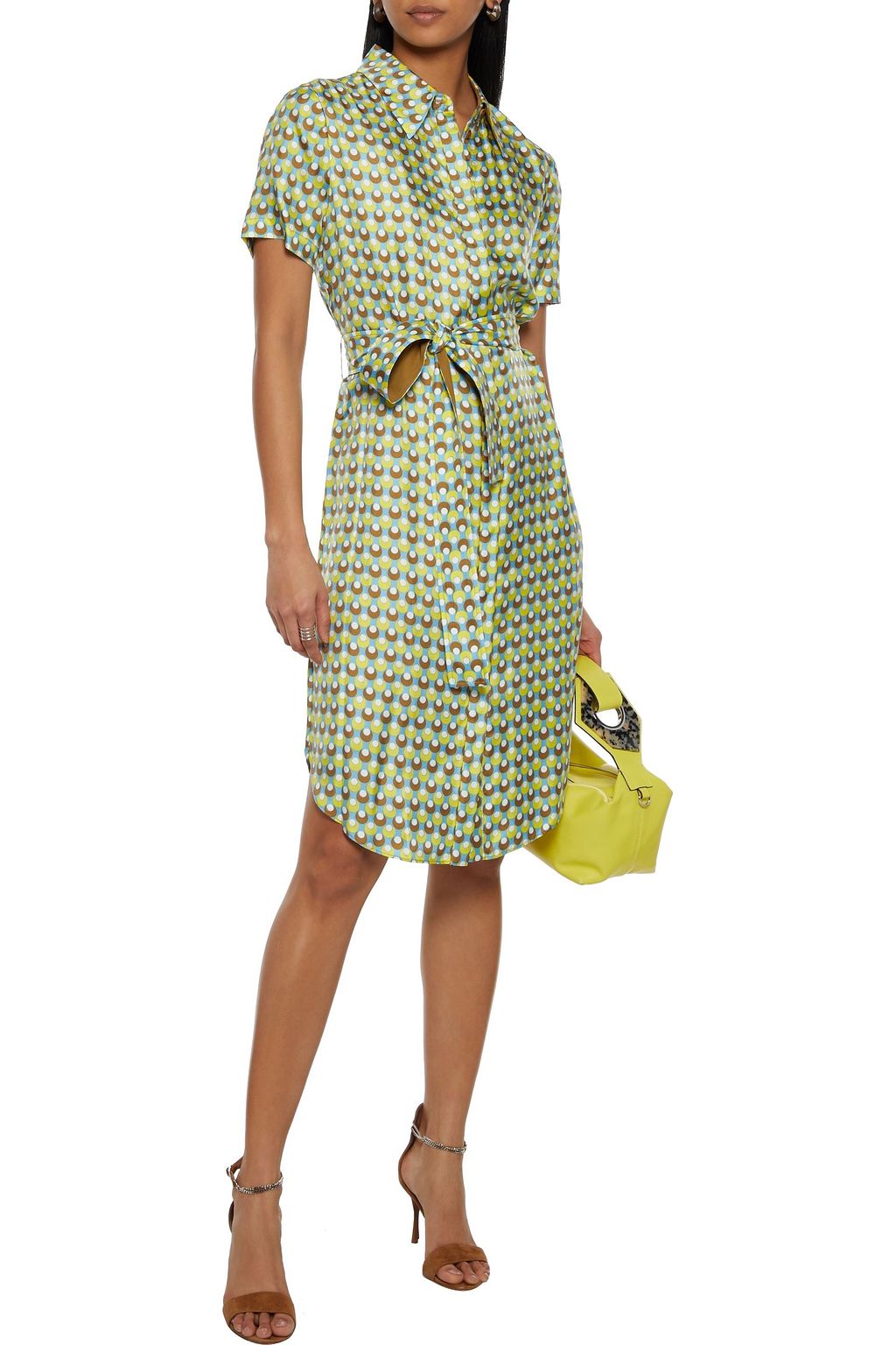 DIANE VON FURSTENBERG Ari belted printed silk-twill shirt dress