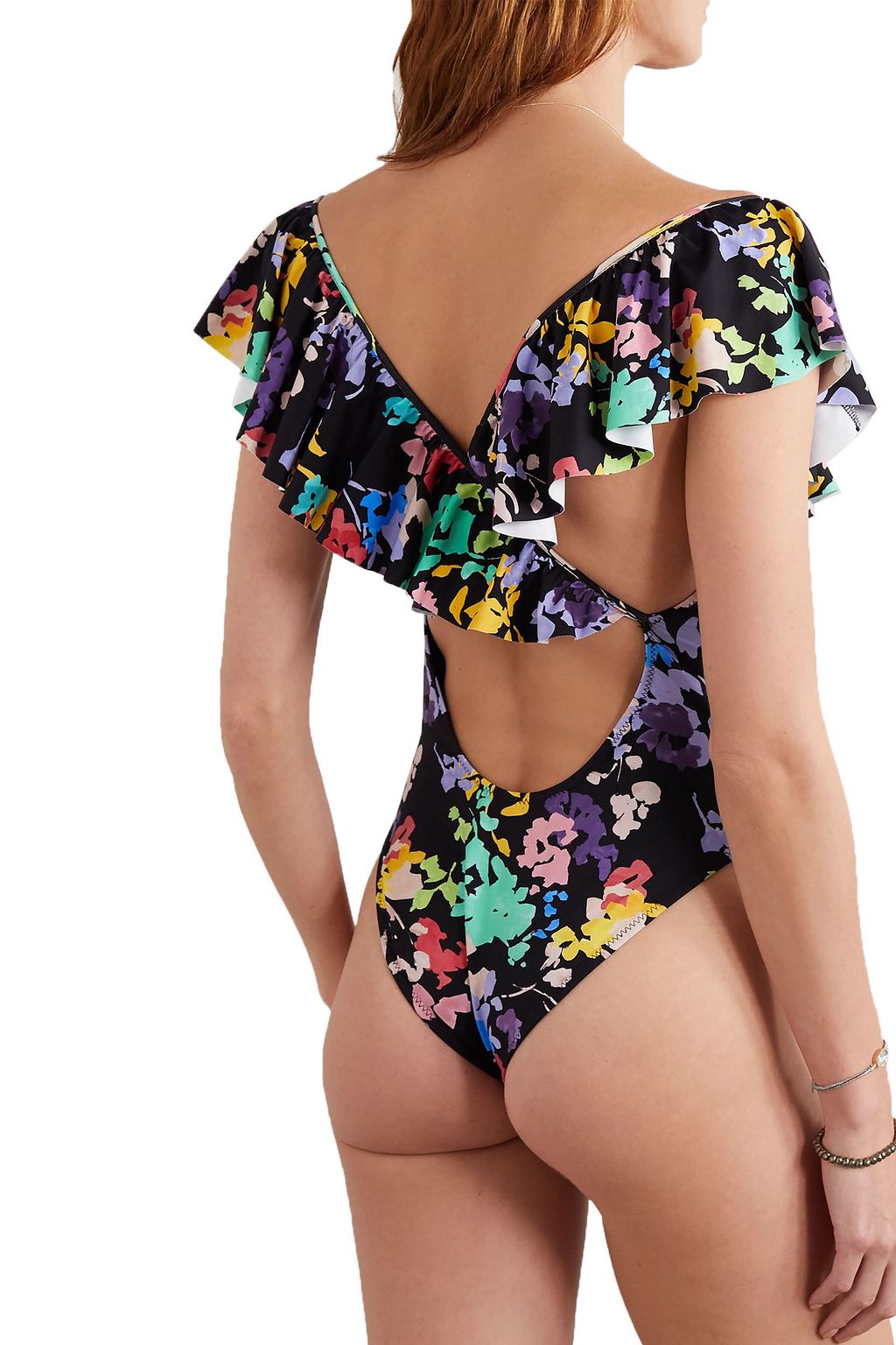 CAROLINE CONSTAS Ari ruffled floral-print swimsuit