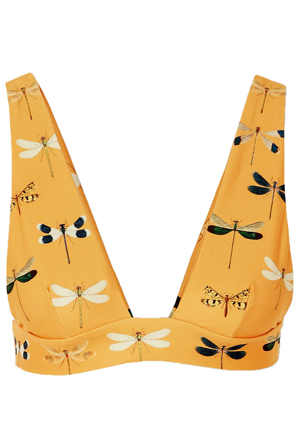 Agua By Agua Bendita Laurie Printed Triangle Bikini Top In Saffron