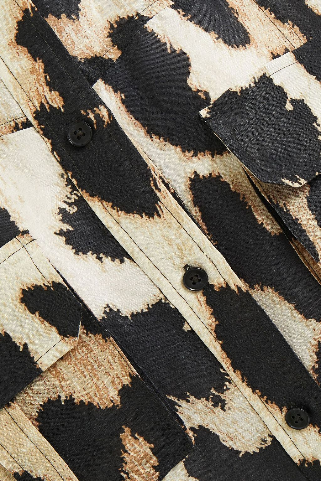 GANNI Leopard-print linen and silk-blend shirt