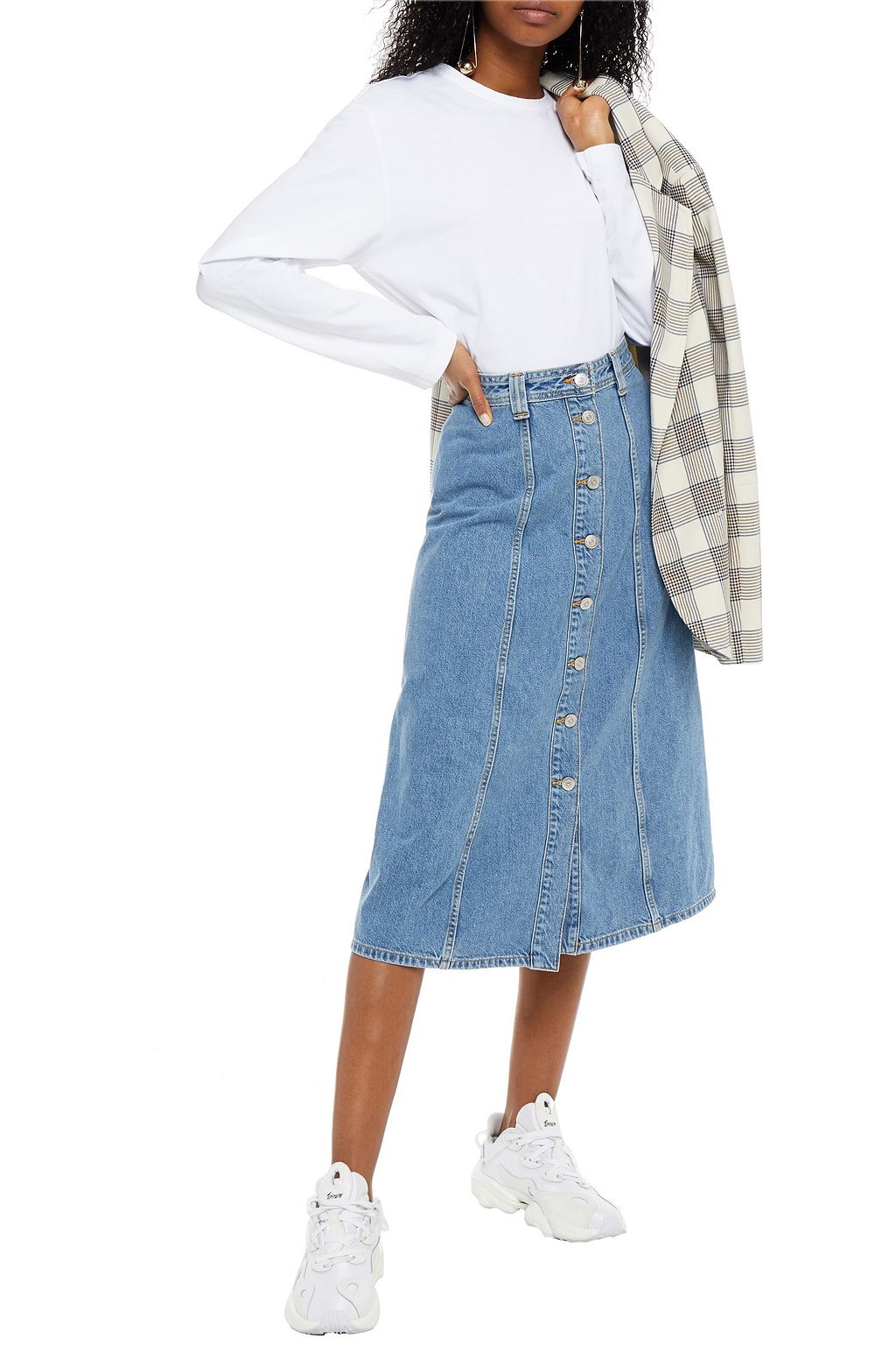 GANNI Denim midi skirt