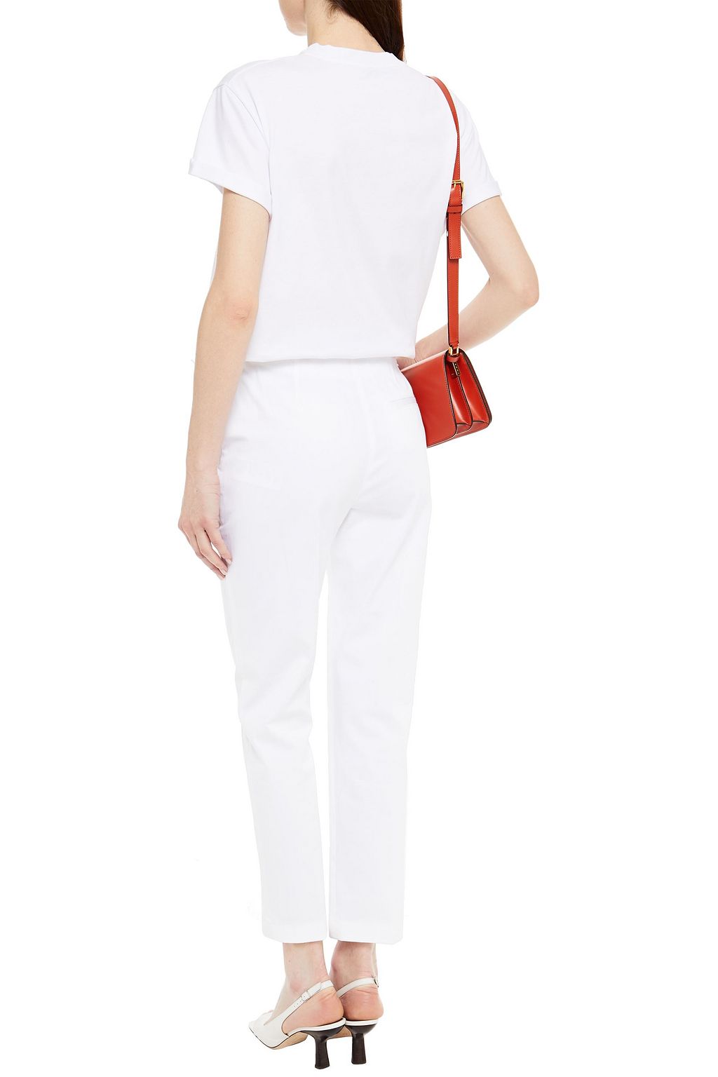 VIVETTA Bow-detailed cotton-blend twill tapered pants