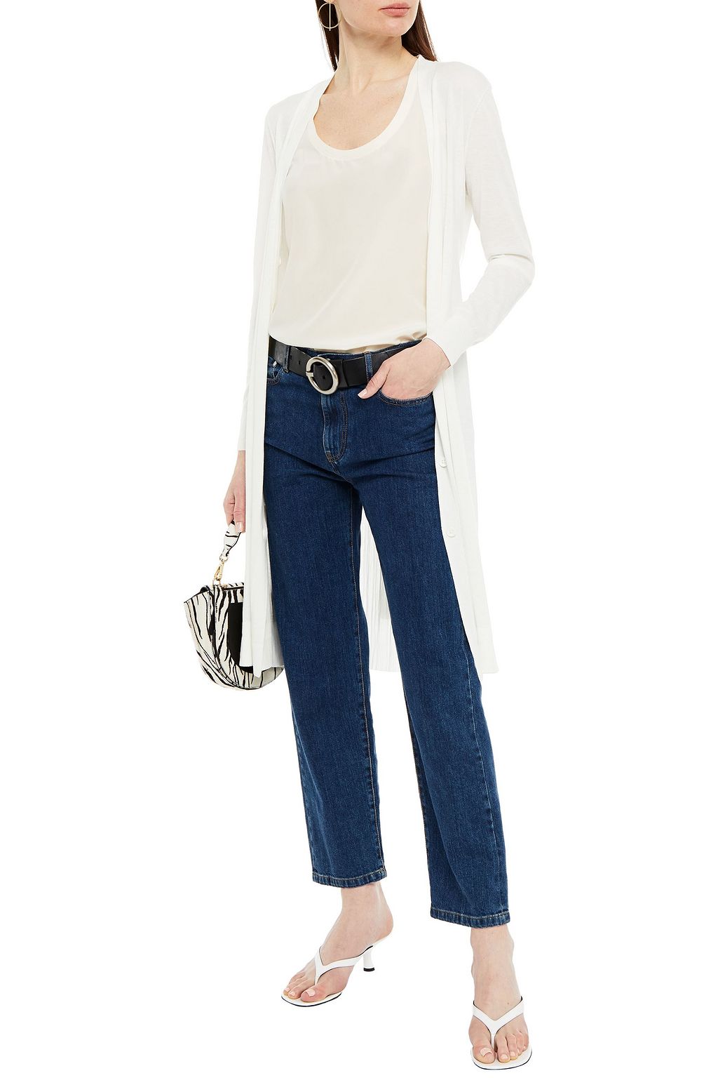 ALICE + OLIVIA Nola plissé chiffon-paneled knitted cardigan