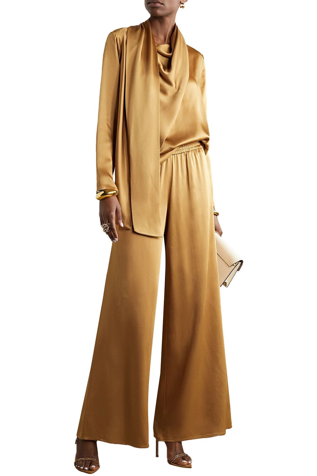 LAPOINTE Satin-crepe wide-leg pants