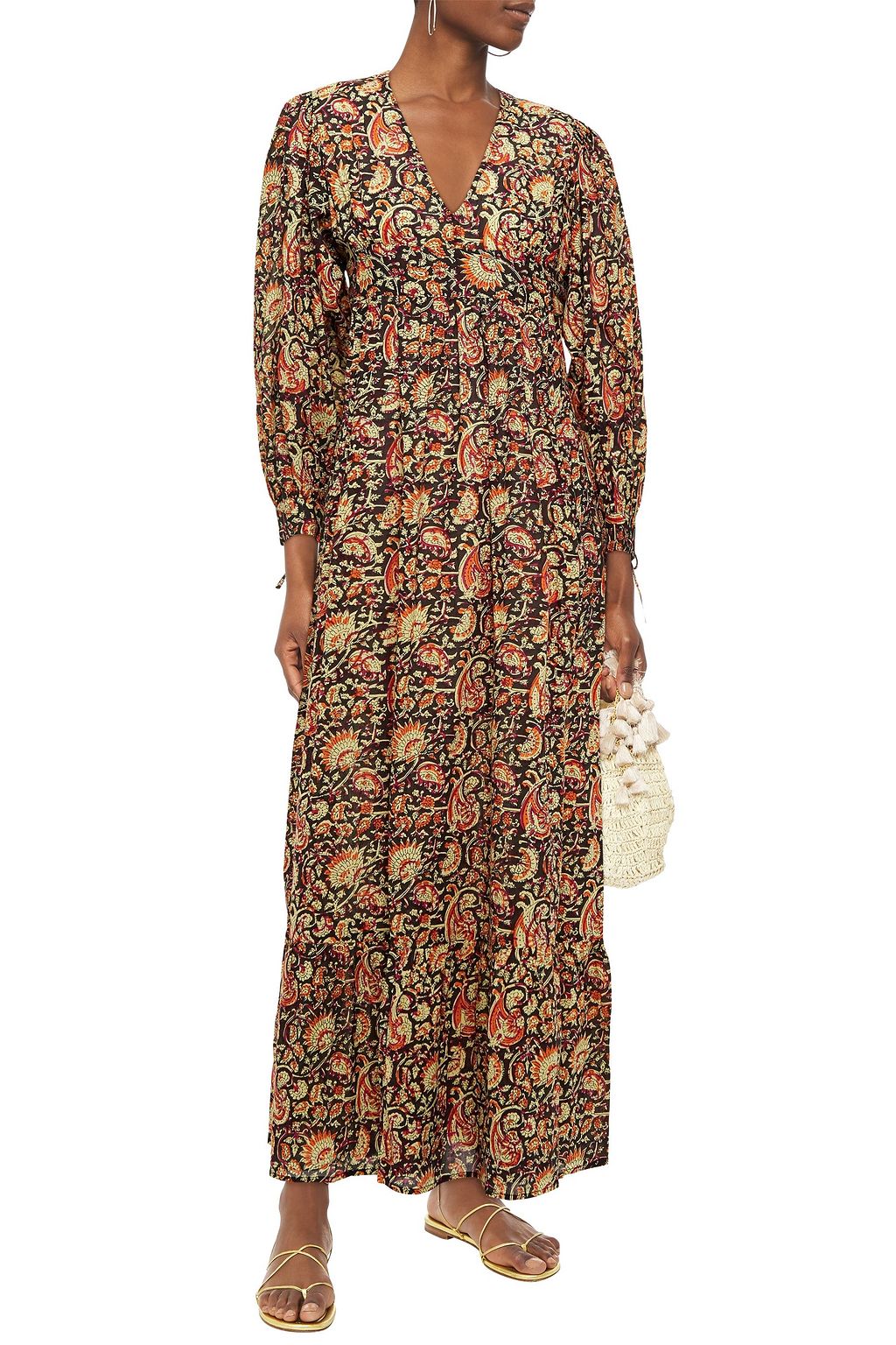 ANTIK BATIK Cherie gathered printed cotton maxi dress