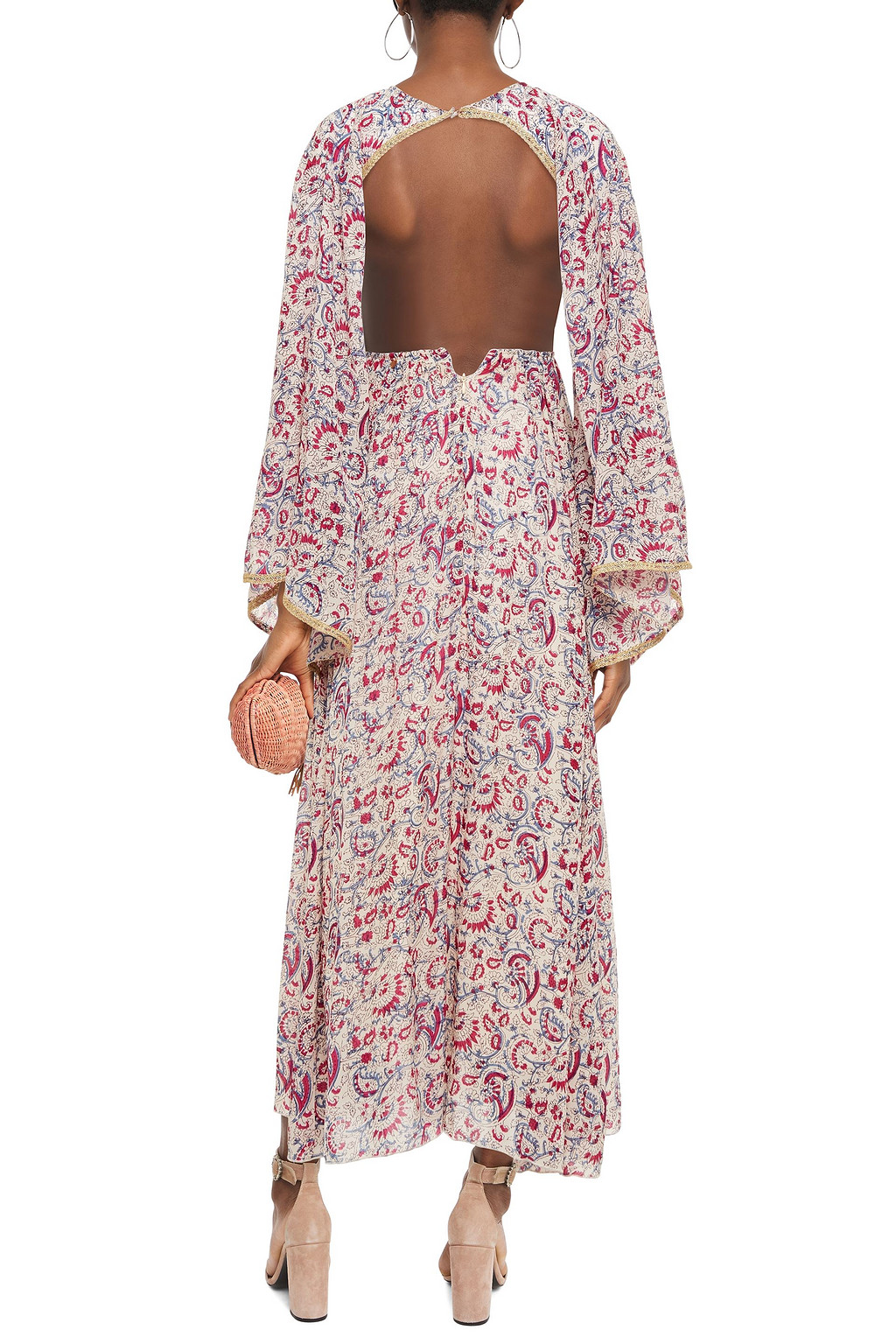 ANTIK BATIK Cherie open-back printed crepe de chine maxi dress