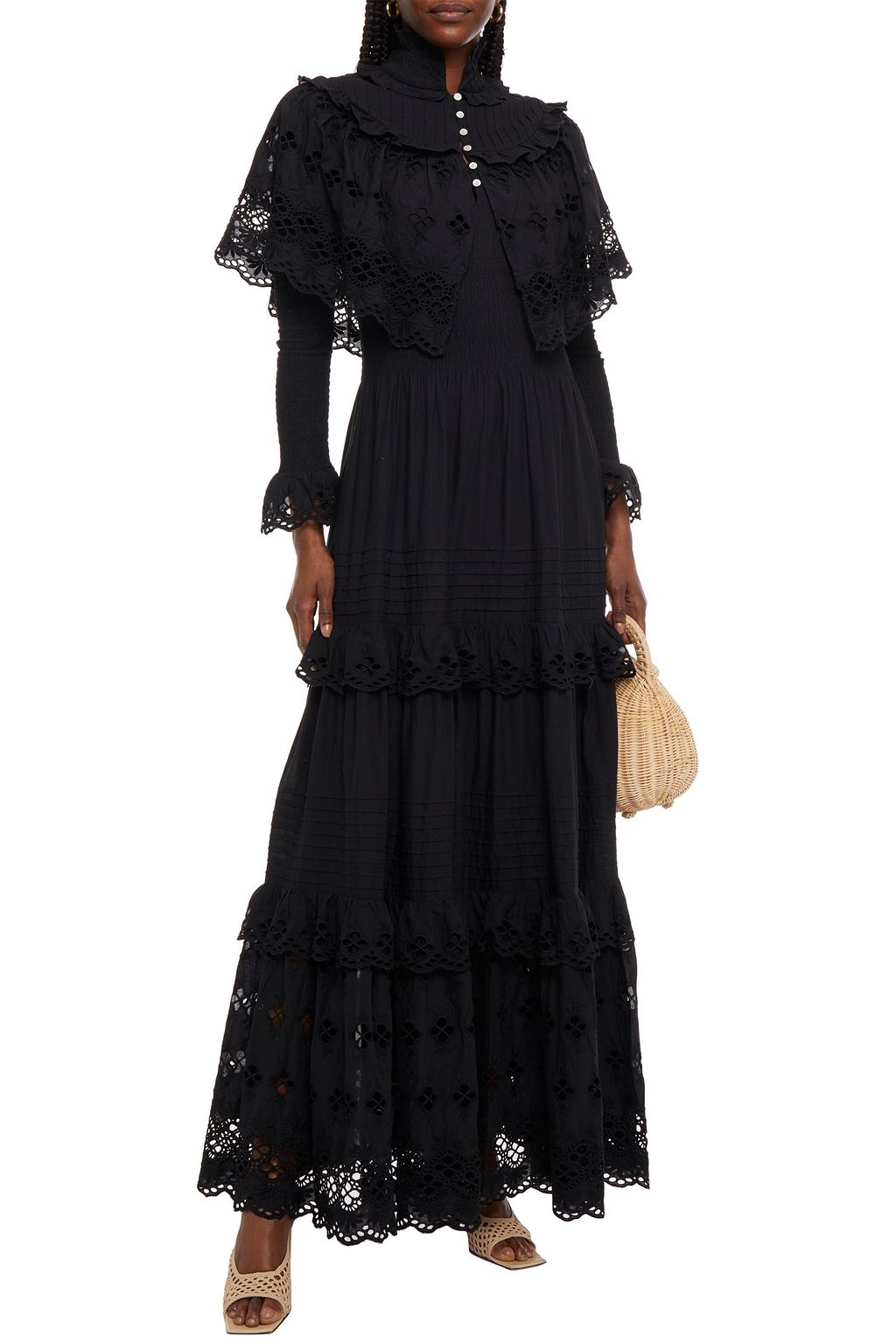 ANTIK BATIK Ruffled broderie anglaise cotton maxi dress