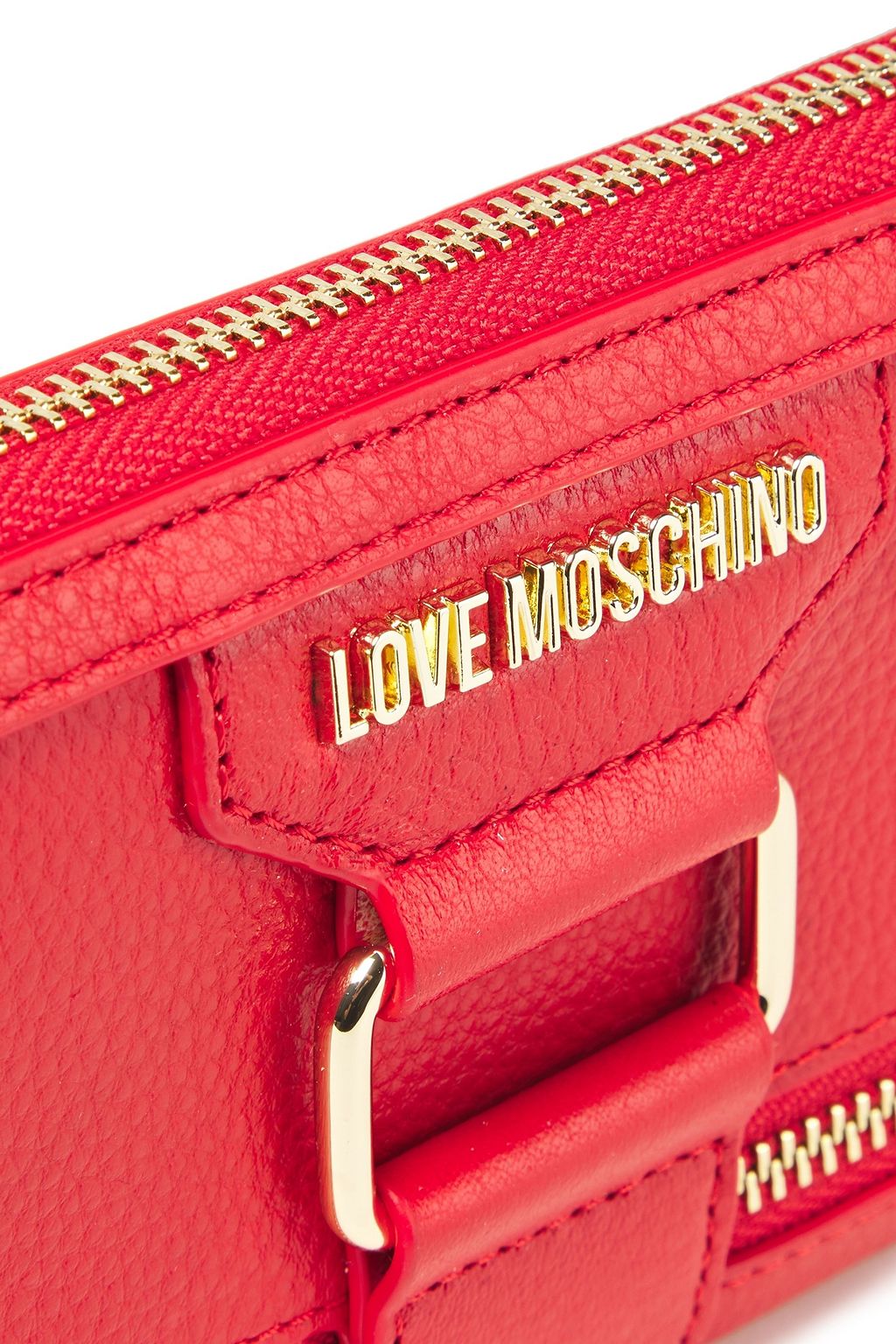 LOVE MOSCHINO Zip-embellished pebbled-leather continental wallet