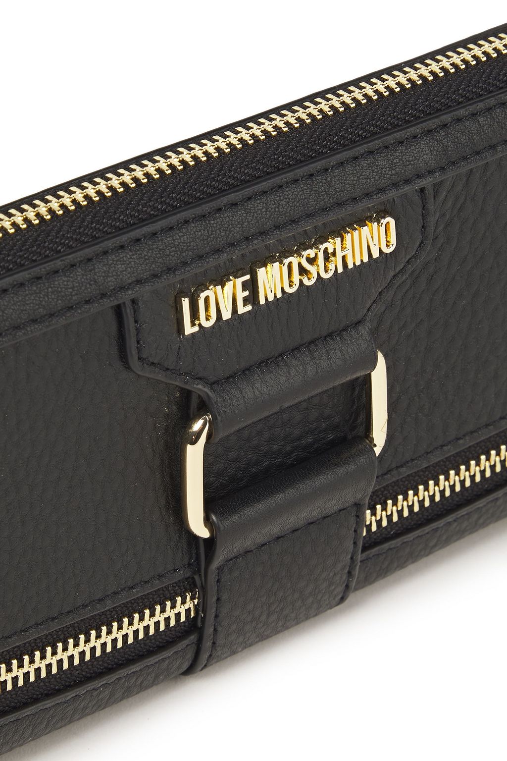 LOVE MOSCHINO Zip-embellished pebbled-leather continental wallet