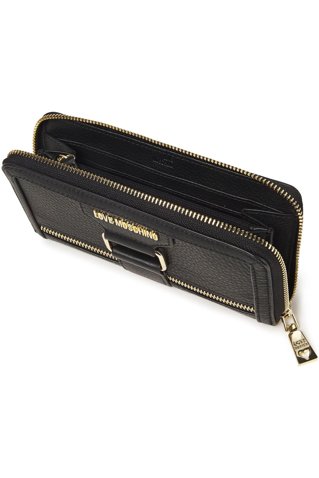 LOVE MOSCHINO Zip-embellished pebbled-leather continental wallet