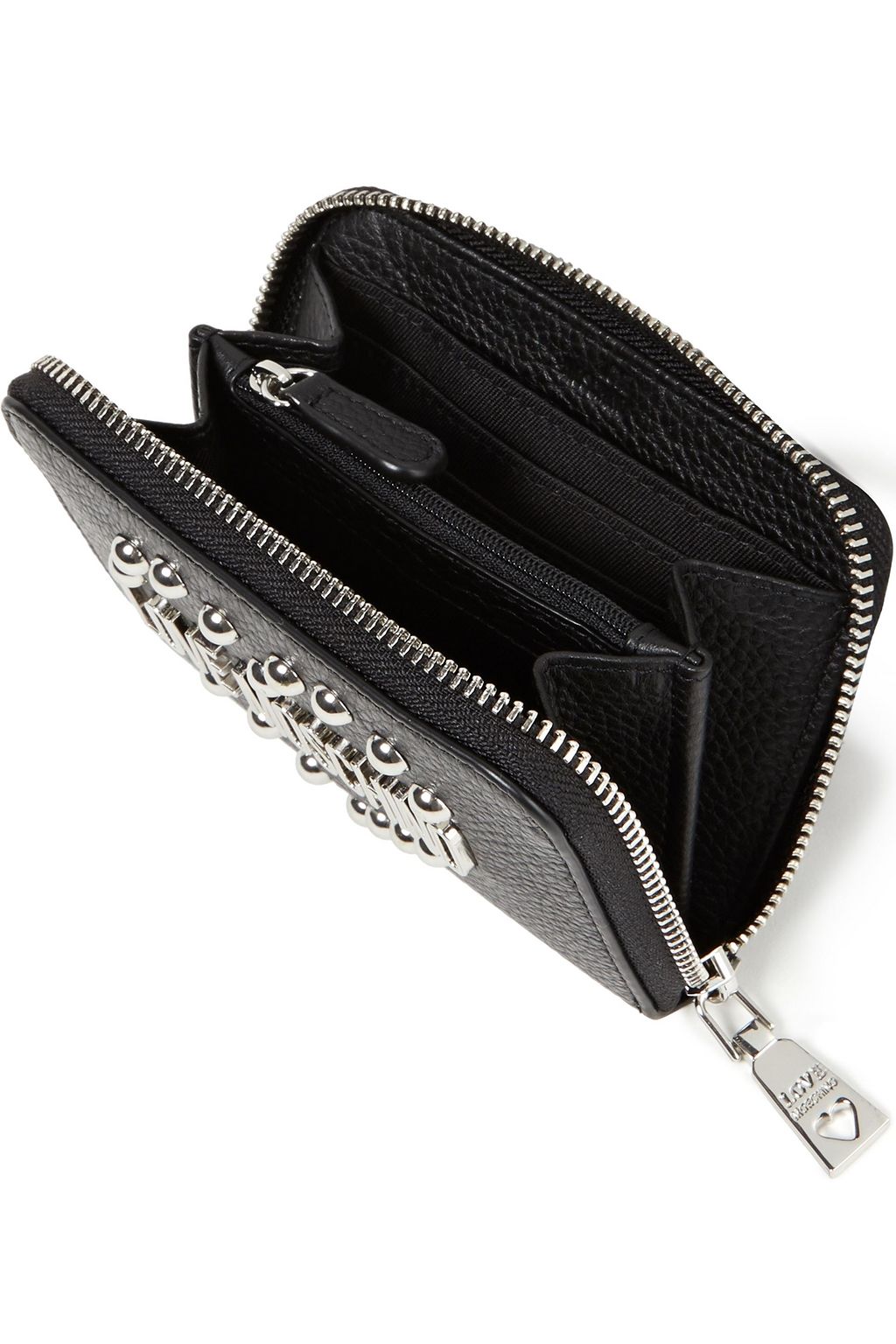 LOVE MOSCHINO Logo-appliquéd studded pebbled-leather wallet