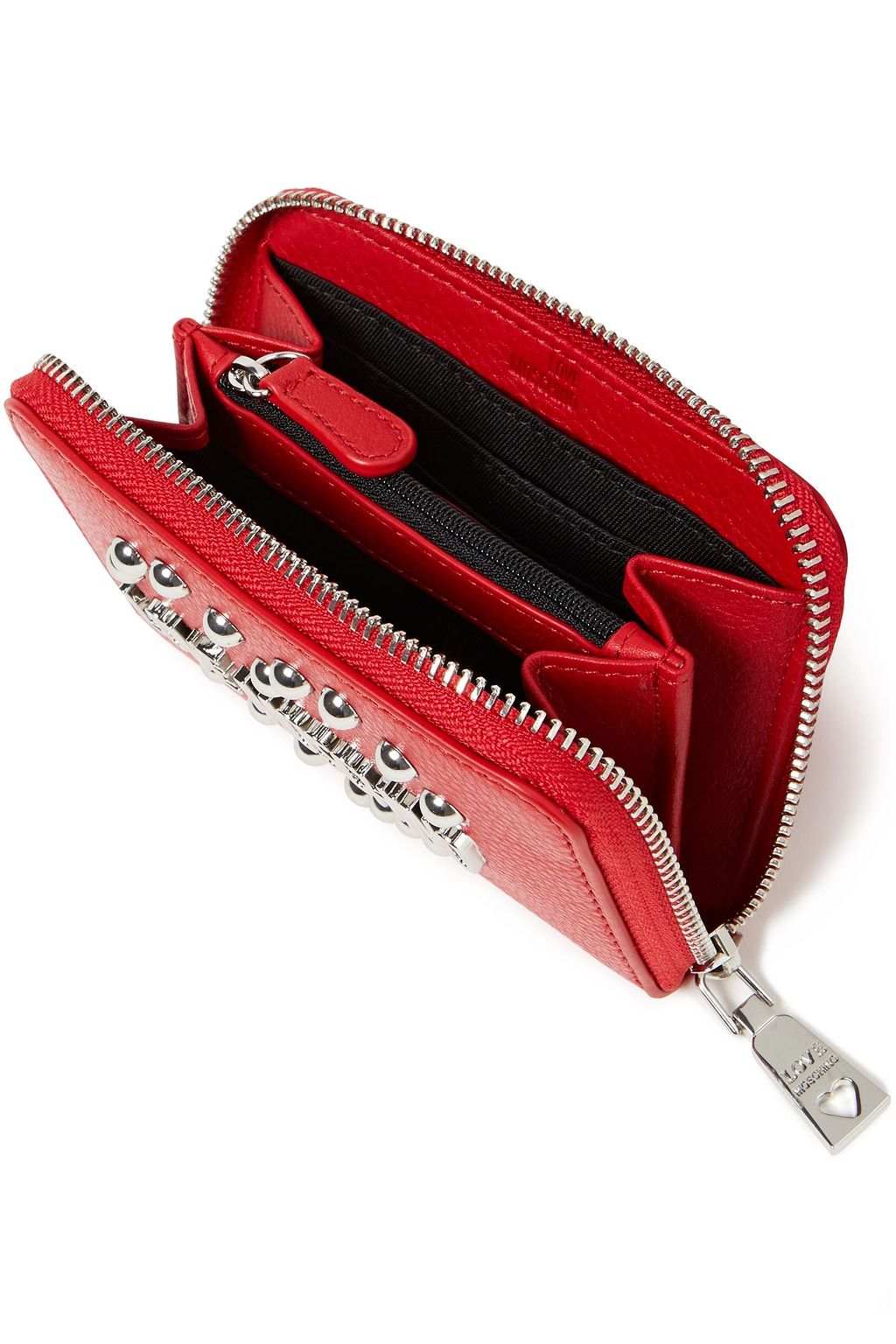 LOVE MOSCHINO Logo-appliquéd studded pebbled-leather wallet