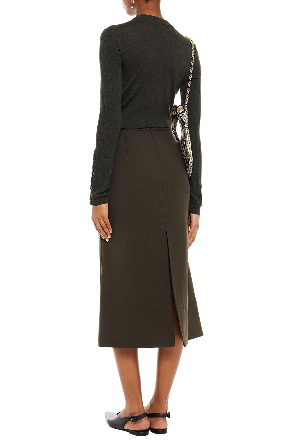Lvir Wool-blend Twill Midi Skirt In Blue
