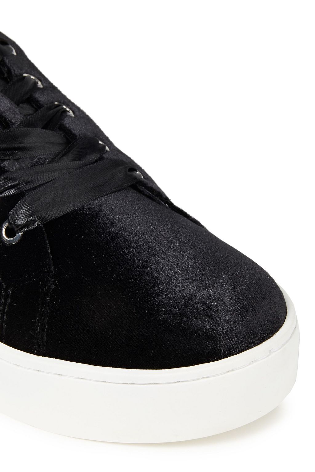 LOVE MOSCHINO Crystal-embellished logo-appliquéd velvet sneakers