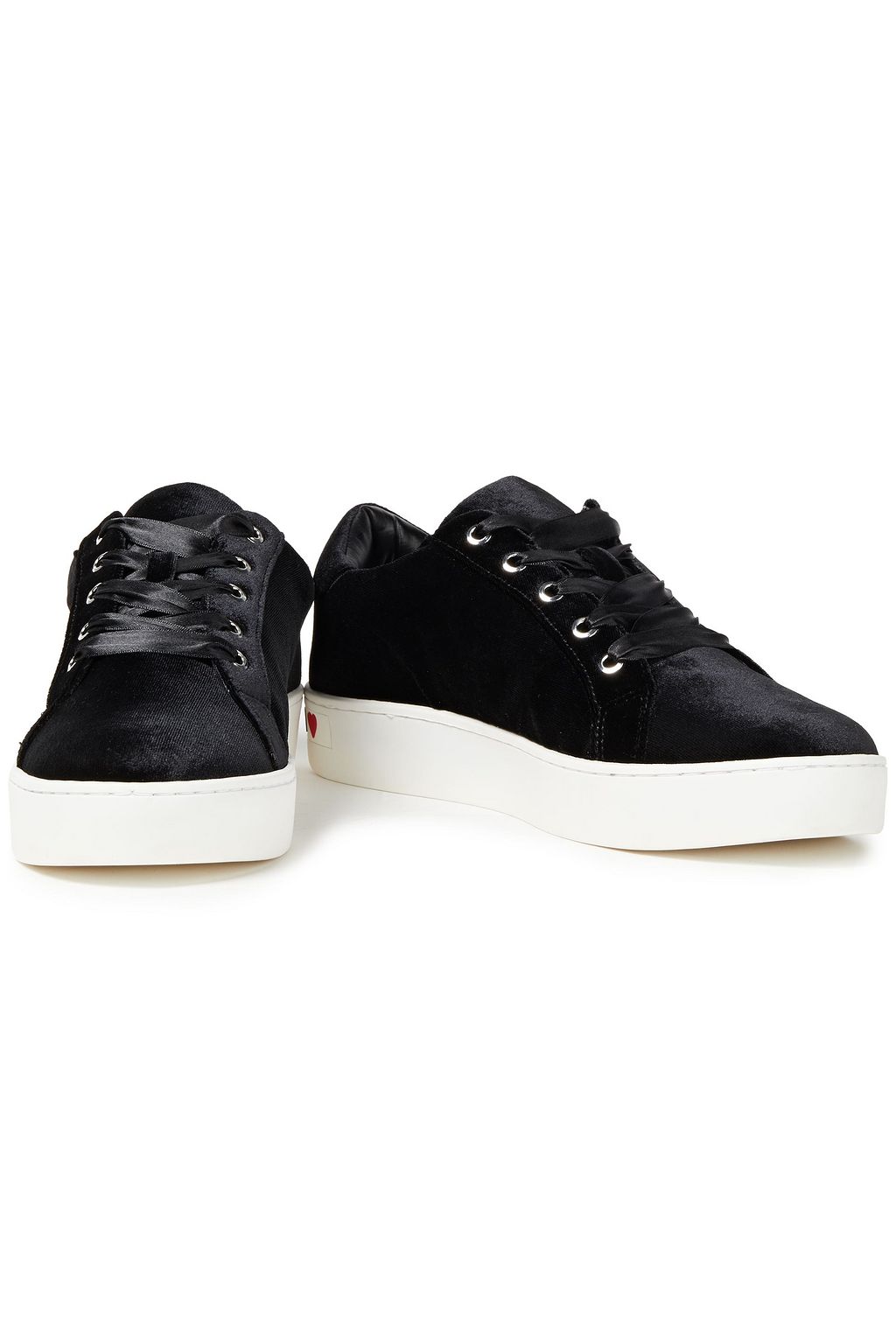 LOVE MOSCHINO Crystal-embellished logo-appliquéd velvet sneakers