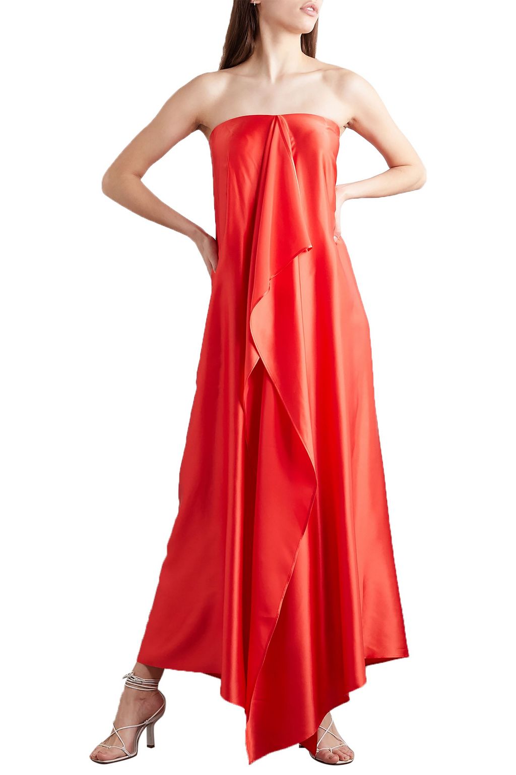 BERNADETTE Betsy strapless draped silk-satin maxi dress