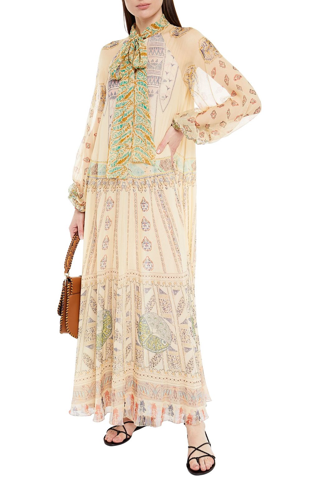 ETRO Pussy-bow printed silk-chiffon maxi dress