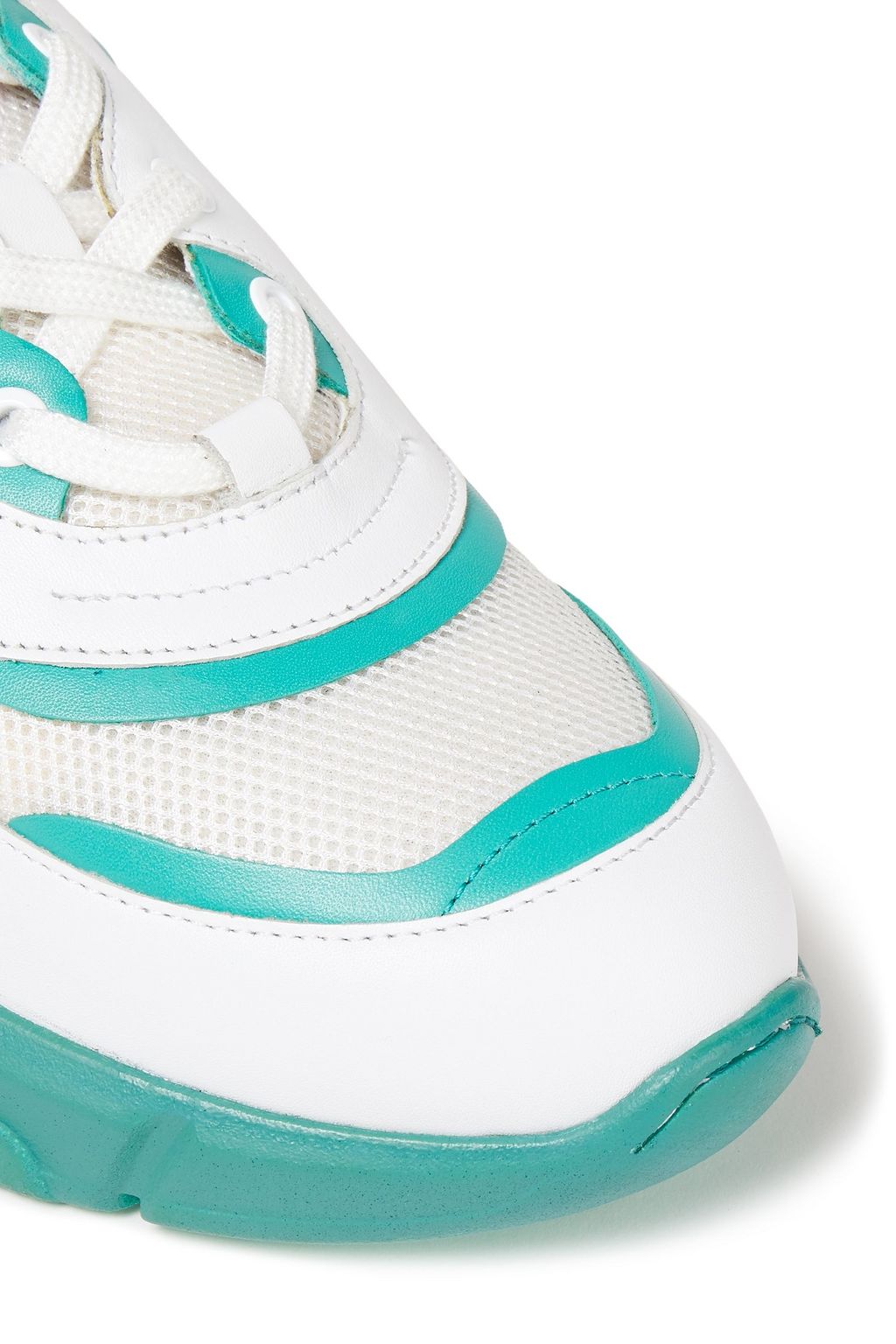 LOVE MOSCHINO Appliquéd metallic leather-trimmed mesh sneakers