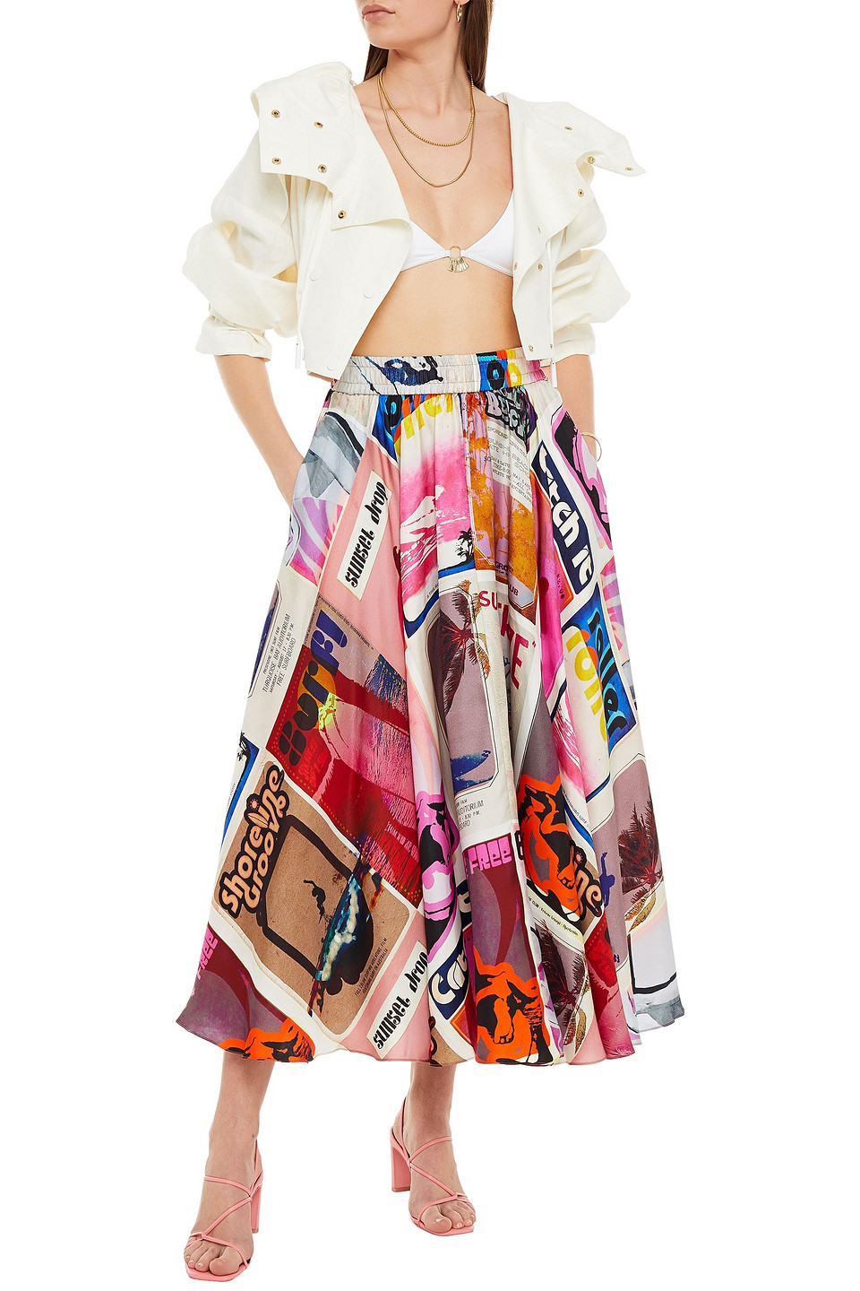 Zimmermann Wavelength Swing Printed Silk-twill Maxi Skirt In Multicolor