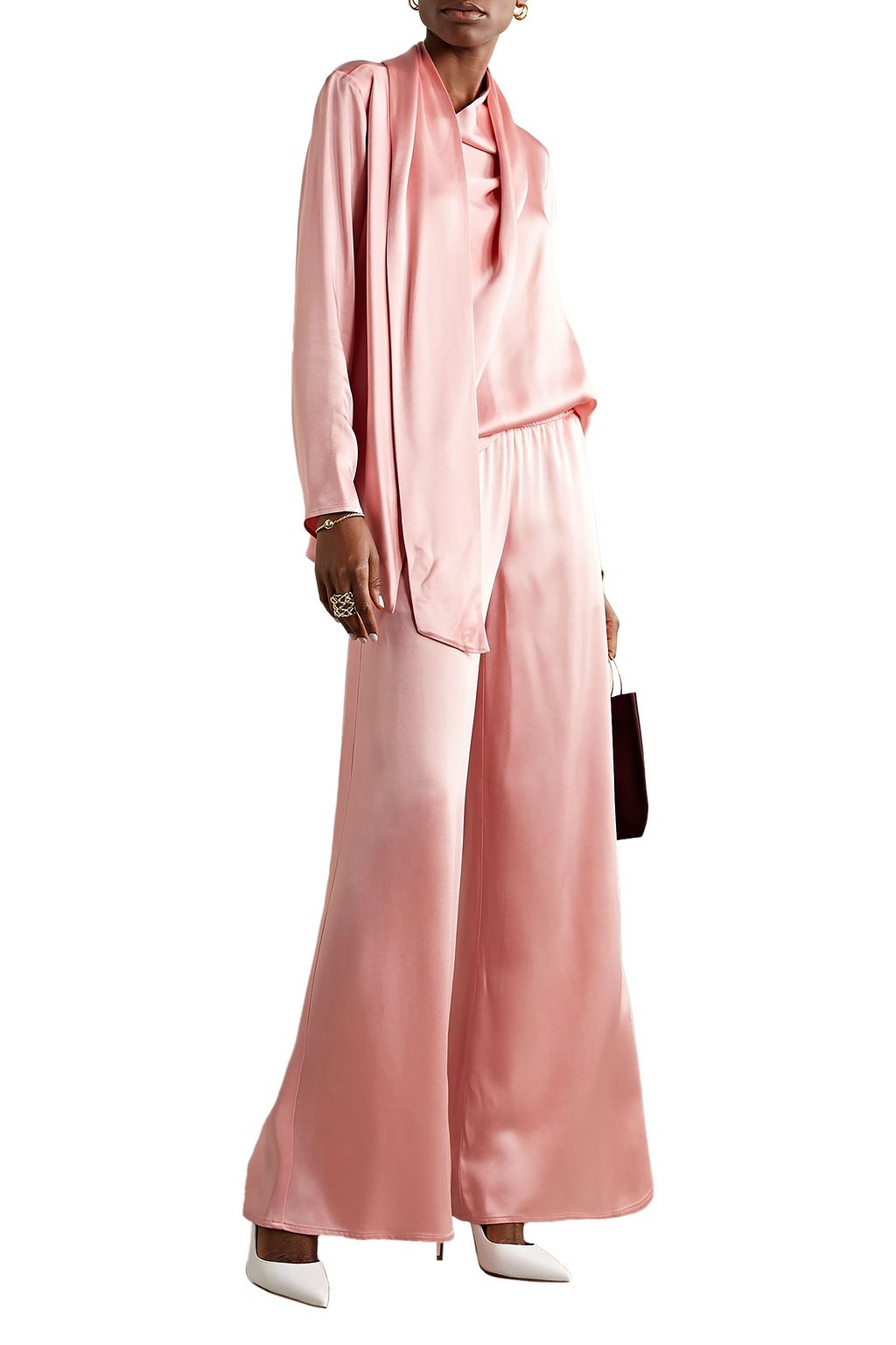 LAPOINTE Draped satin-crepe top