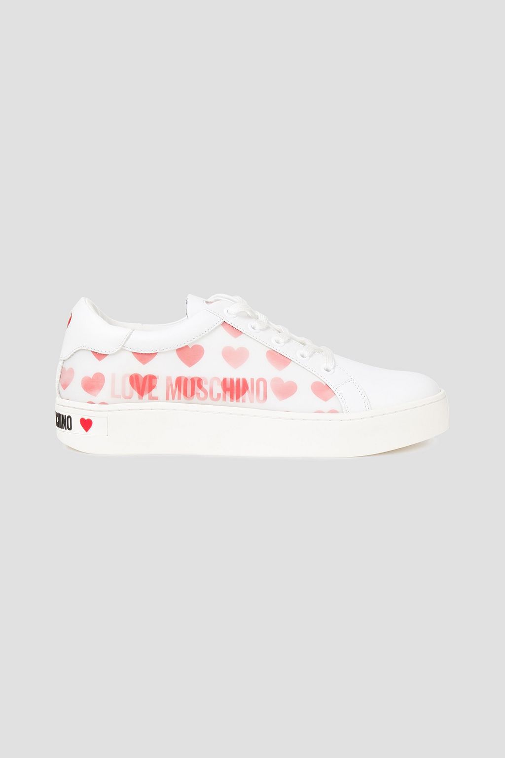 LOVE MOSCHINO Logo-appliquéd leather and printed PVC sneakers | Sale up ...