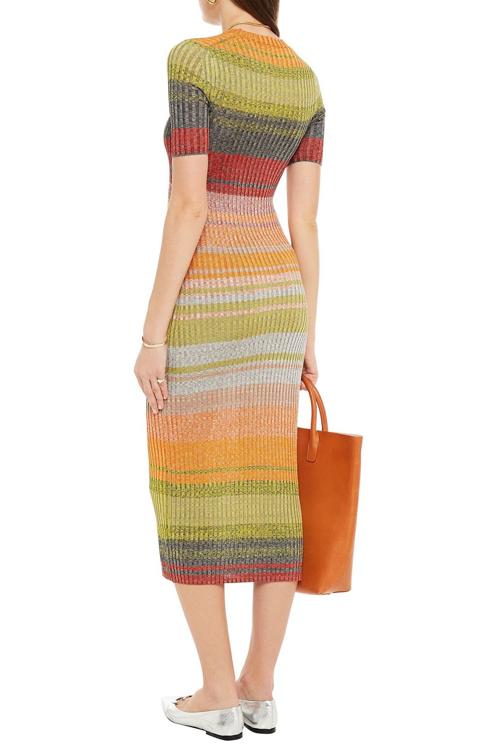ZIMMERMANN Brightside striped ribbed-knit midi dress