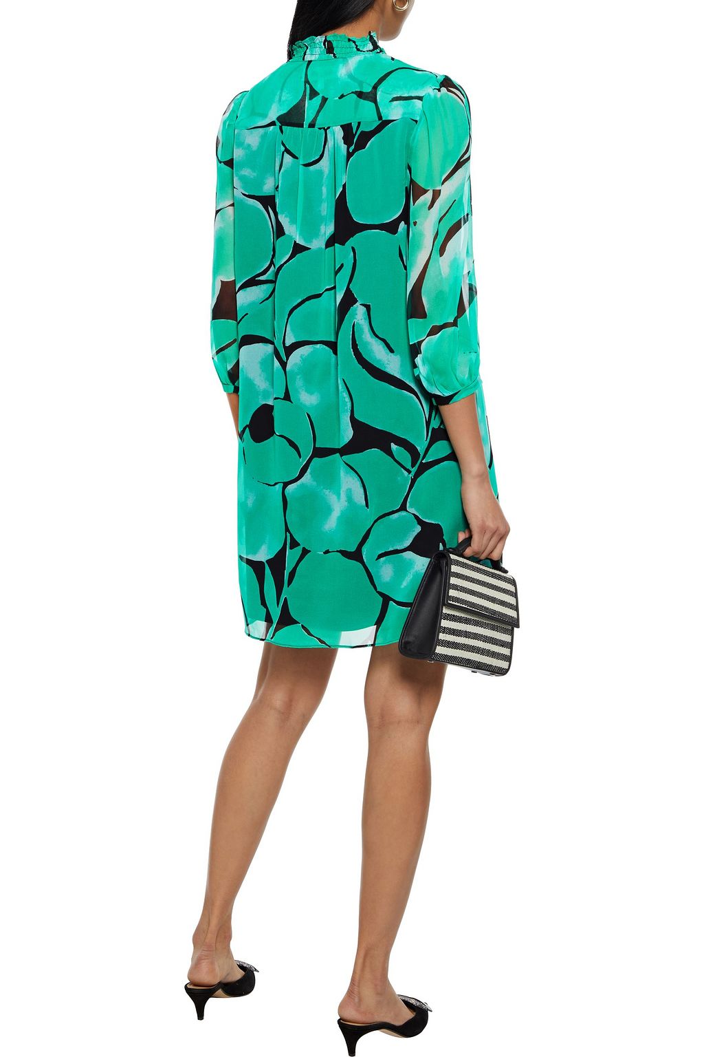 DIANE VON FURSTENBERG Layla pintucked printed silk-chiffon mini dress