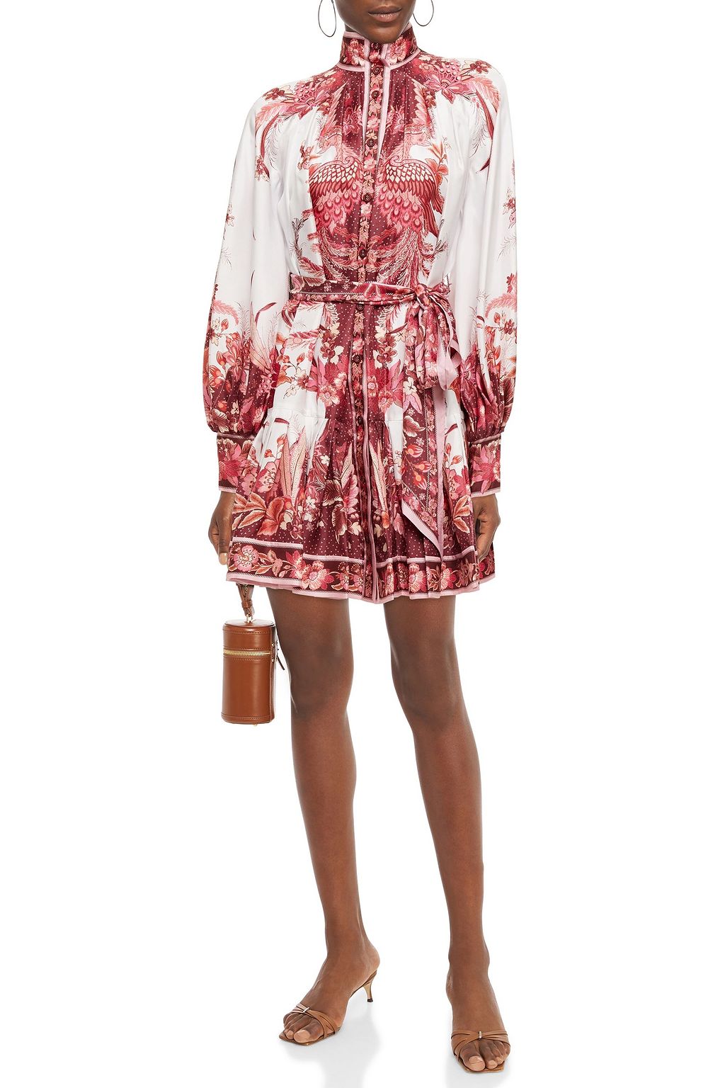 ZIMMERMANN Belted printed silk-twill midi shirt dress